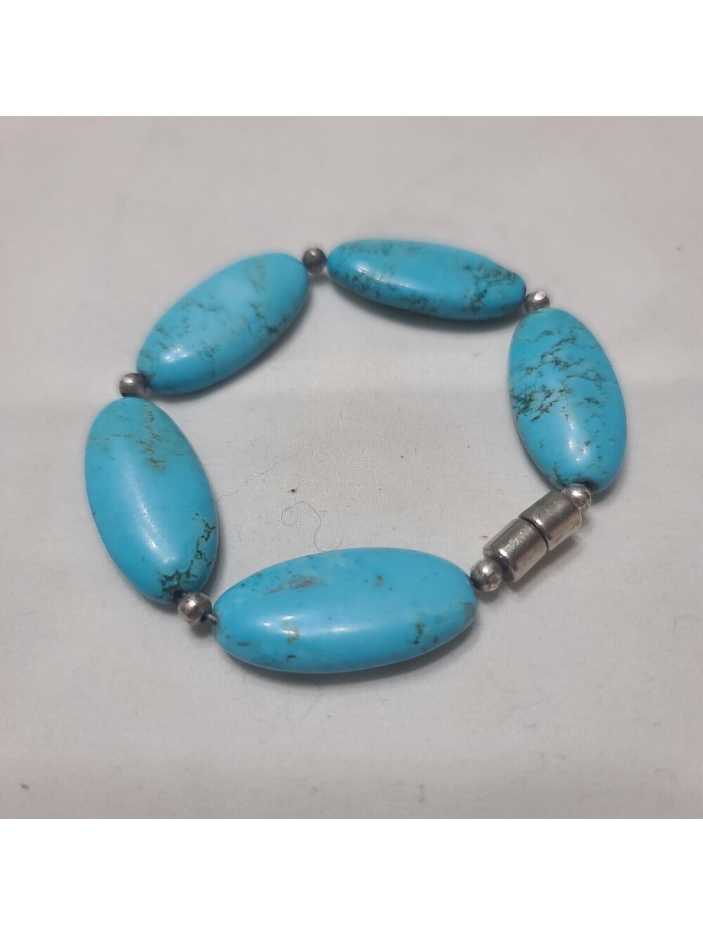 Magnetic Bracelet with Turquoise Colored Oval Stones Smaller Wrist
